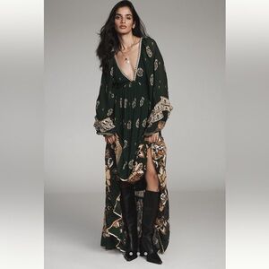 NWT FARM Rio Dark Green Patterned Maxi Dress